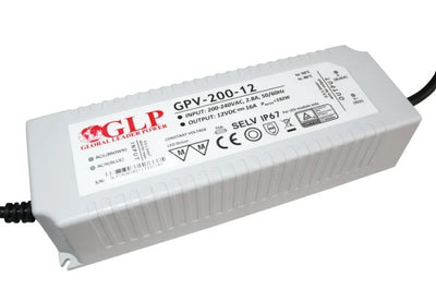 Fuente de alimentación LED GLP 12V 192W 16A IP67 impermeable para aplicaciones de iluminación fiables