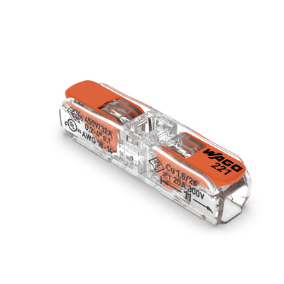 Conector de paso WAGO de 2 vías 4mm² 221-2411, IP20, 220-240V, CE RoHS, paquete de 60