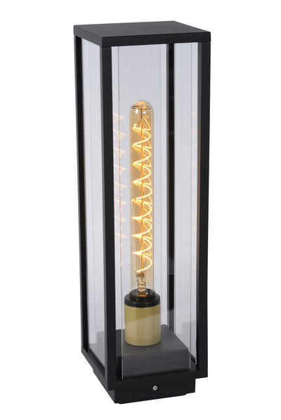 Lucide Laurens lámpara de pedestal exterior, casquillo E27, impermeable IP54, carcasa de metal negro con difusor de vidrio
