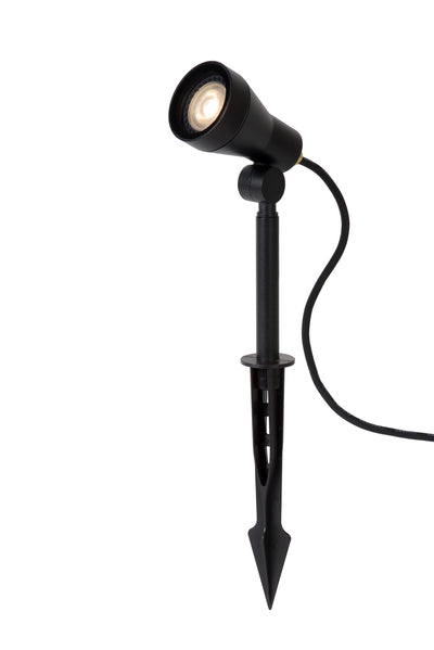 Lucide SPIKE foco LED de jardín, 1x5W GU10 3000K, regulable, IP54 luz exterior de aluminio negro