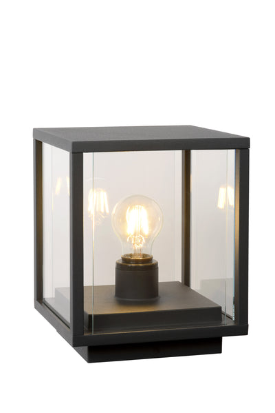 Lámpara de enchufe LED Lucide CLAIRE 1xE27 IP54 Antracita cuboide de aluminio para exterior 220-240V iluminación moderna de jardín