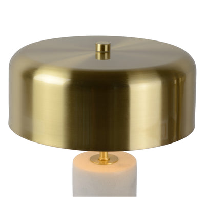 Lámpara de mesa moderna Lucide MIRASOL Ø25cm, 3xG9 LED, regulable, base de mármol, IP20, Blanca