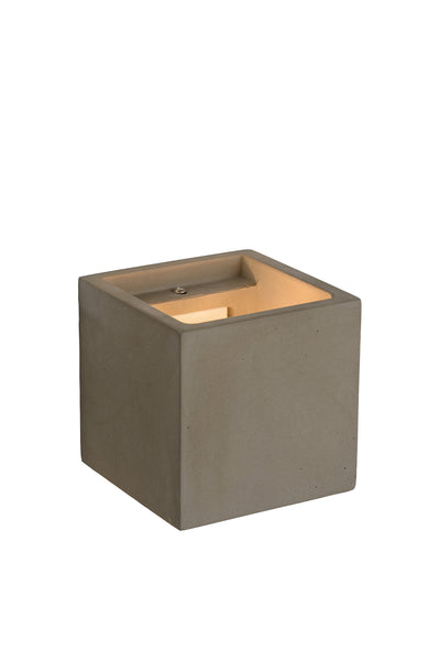 Aplique de pared Lucide GIPSY, diseño moderno cuadrado de hormigón, casquillo G9, 25W máx, regulable, 220-240V, IP20, Gris