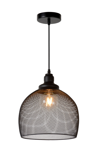 Lámpara colgante Lucide MESH Negra Ø28cm 1xE27 moderna de metal IP20 regulable en altura y atenuable