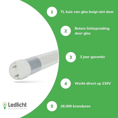Tubo LED Spectrum 120cm G13 17W 230V 3000K Blanco Cálido 1800 lúmenes 270° CRI 80 iluminación interior
