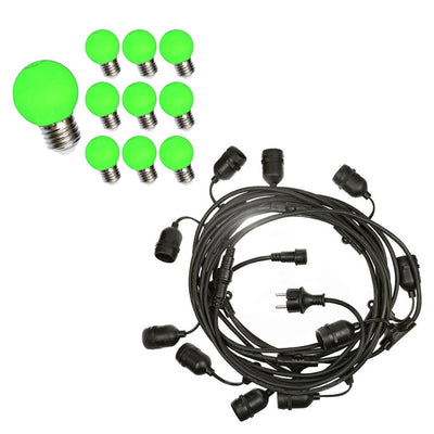 Spectrum prikkabel lichtslinger 10m con 10x bombillas LED G45 verdes 1W E27 IP20 para fiestas y jardín