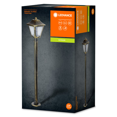 Ledvance ENDURA Classic Tradition farol de pie exterior E27 Negro/Oro IP44 aluminio 1000mm