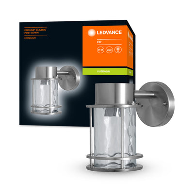 Ledvance ENDURA Classic Post Down E27 aplique de pared exterior Acero Inoxidable Vidrio IP44 220-240V 60W máx