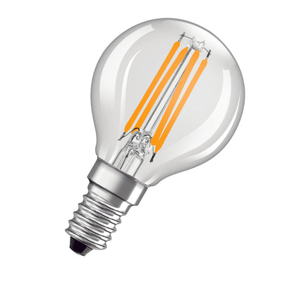 Bombilla LED clásica E14 filament transparente 4W 470 lúmenes 2700K blanco muy cálido reemplaza 40W