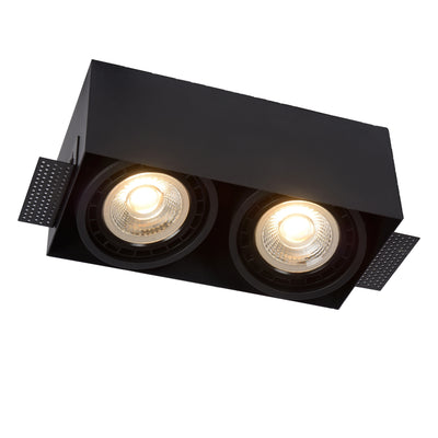 Foco LED empotrado sin marco Lucide 2xGU10 Negro, 220-240V, IP20, carcasa de aluminio, certificado CE RoHS