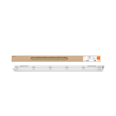 Luminaria LED estanca Ledvance 1200mm 32W 3000K 4000 lúmenes IP65 IK08 Blanco Cálido Gris para techo o pared