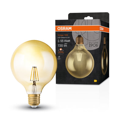 Ledvance Vintage 1906 Globo LED 6.5W E27 2400K Bombilla de Vidrio Dorado 720 lúmenes 220-240V IP20 124mm