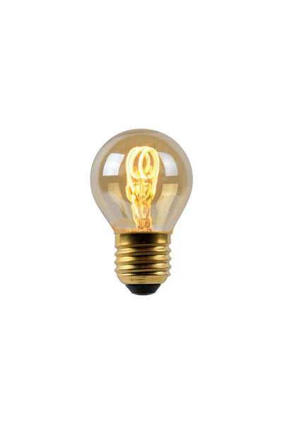 Bombilla de filamento LED Lucide G45, E27 regulable, 3W 2200K Ámbar Ø4.5cm