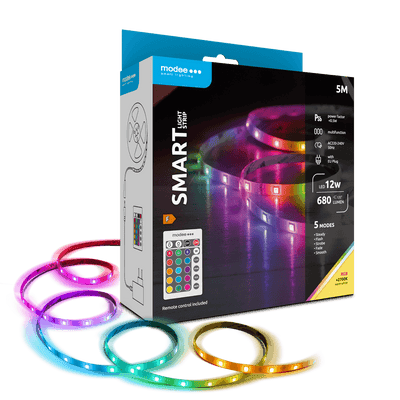 Modee Tira LED Inteligente 12W IP20 2700K+RGB 680 lúmenes 5M con control remoto