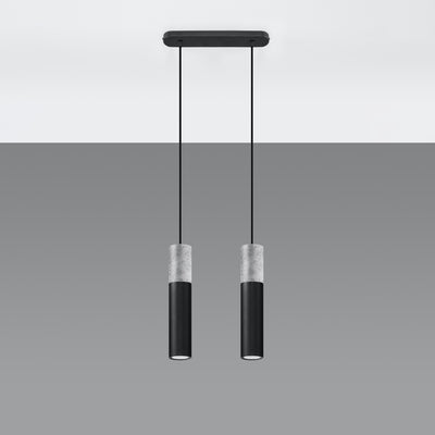 Lámpara colgante LED Sollux Lighting BORGIO Hormigón Negro, 2x GU10, IP20, Aluminio Acero, CE RoHS