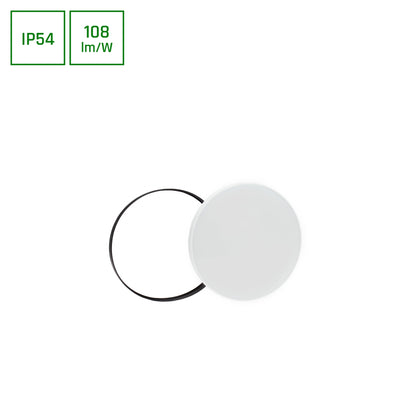 Luz de superficie LED Spectrum con sensor 18W 3000K 1950 lúmenes 230V IP54 IK04 Blanco Negro redonda