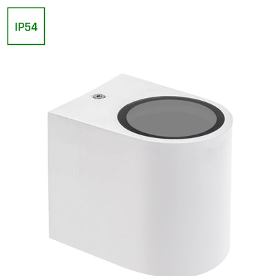 Aplique de pared Spectrum LED GU10, 1 luz, 250V, IP54, carcasa de policarbonato blanco 80x73x95mm para uso interior y exterior