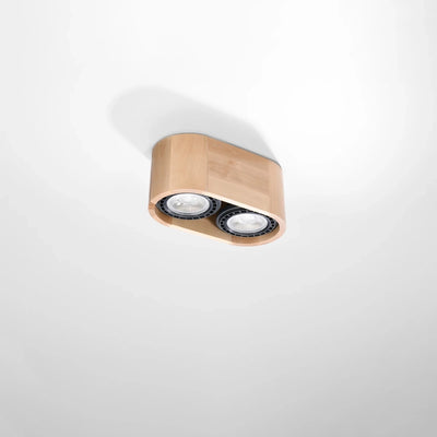 Foco de techo LED Sollux Lighting BASIC 2, madera natural, IP20, 220-240V, máx 50W, CE RoHS