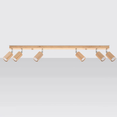Foco de techo LED Sollux Lighting BERG 6, madera natural, IP20, 220-240V, máx 50W, CE RoHS