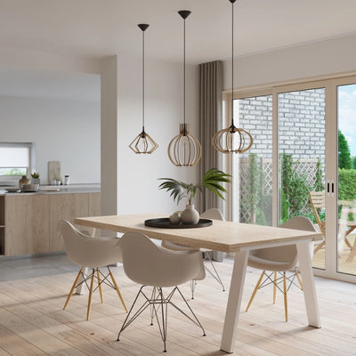 Lámpara colgante LED de madera Sollux Lighting POMPELMO, casquillo E27, IP20, 220-240V, acabado Latón Dorado Mate