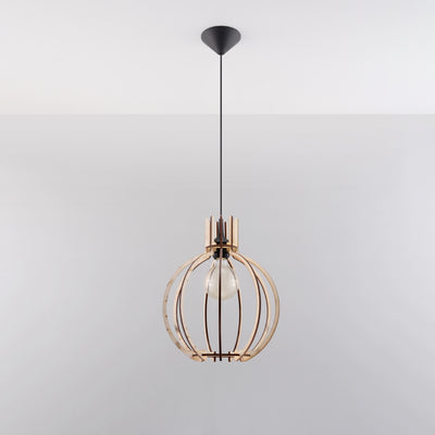 Lámpara colgante LED Sollux Lighting ARANCIA madera, casquillo E27, IP20, acabado Latón Dorado Mate, 220-240V