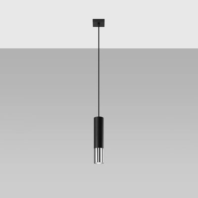 Lámpara colgante LED Sollux Lighting Loopez Cromo Negro, 1x GU10, IP20, 220-240V, Aluminio