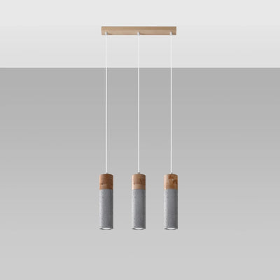 Lámpara colgante LED Sollux Lighting ZANE con 3 casquillos GU10, acabado Madera Hormigón, IP20, certificación CE RoHS