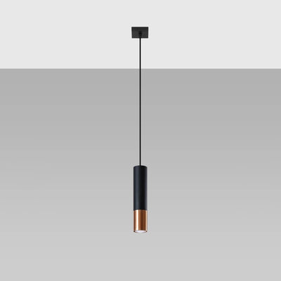 Lámpara colgante LED Sollux Lighting LOOPEZ Negro Cobre, 1xGU10, casquillo E27, IP20, Aluminio, 220-240V