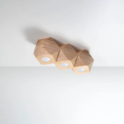 Sollux Lighting foco LED de techo Woody 3 en madera natural y oro mate, IP20, 220-240V, CE RoHS