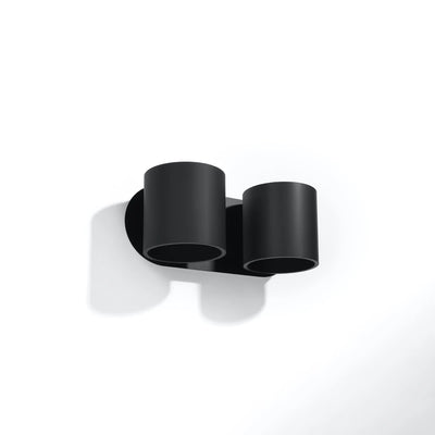 Aplique de pared Sollux Lighting ORBIS 2 Negro, compatible con LED, IP20, Aluminio, 220-240V, máx 50W, CE RoHS