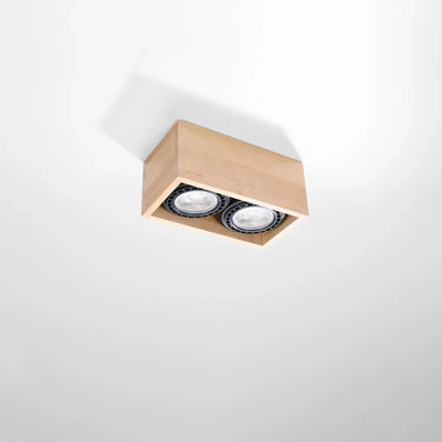Sollux Lighting QUATRO 2 Foco de techo LED madera natural, IP20, 220-240V, CRI 80, aluminio dorado mate