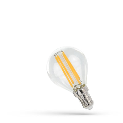 Bombilla Esférica LED Spectrum E14 5.5W 4000K 700 lúmenes COG Vidrio Transparente 230V Haz 300° Iluminación Interior