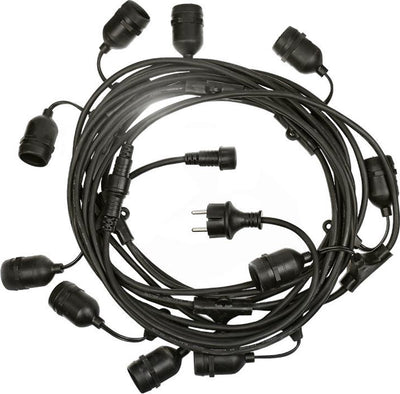 Guirnalda LED Spectrum 10m con 10x casquillos E27, cable festón para exteriores, bombillas LED opcionales