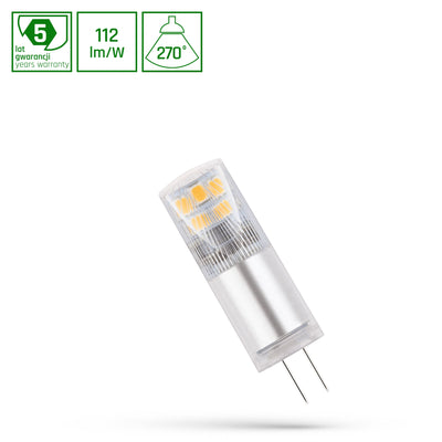 Bombilla Spectrum LED G4 12V 2.5W 4000K blanco neutro 280 lúmenes haz 270° CRI 80 garantía 5 años
