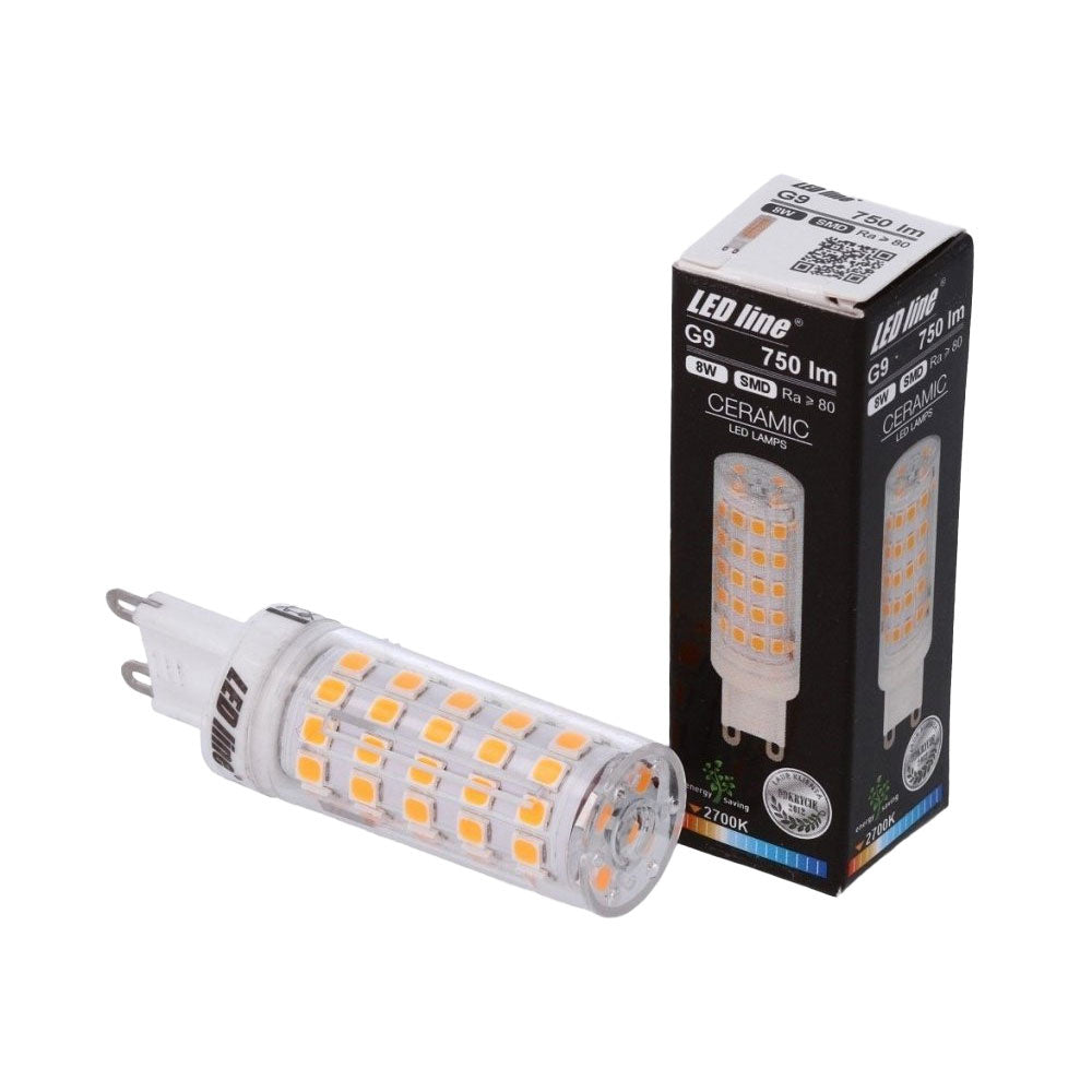 Bombilla Spectrum LED G9, 7W reemplaza 70W, 770 lúmenes, 3000K blanco cálido, 230V, haz de 270°, CRI 80