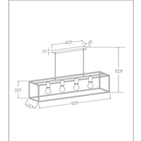 Lámpara colgante Lucide RUBEN, 4xE27 casquillos, Negro y Latón satinado, estructura metálica, 1520mm de altura, regulable IP20