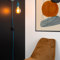 Aplique de pared infantil Lucide POLA, 1xE27, acabado en azul, diseño redondo moderno, 220-240V, IP20