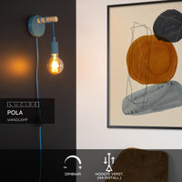 Aplique de pared infantil Lucide POLA, 1xE27, acabado en azul, diseño redondo moderno, 220-240V, IP20