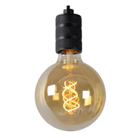 Lámpara colgante Lucide JOVA Negro y Oro, casquillo 1xE27, altura ajustable, diseño de metal, colgante interior IP20