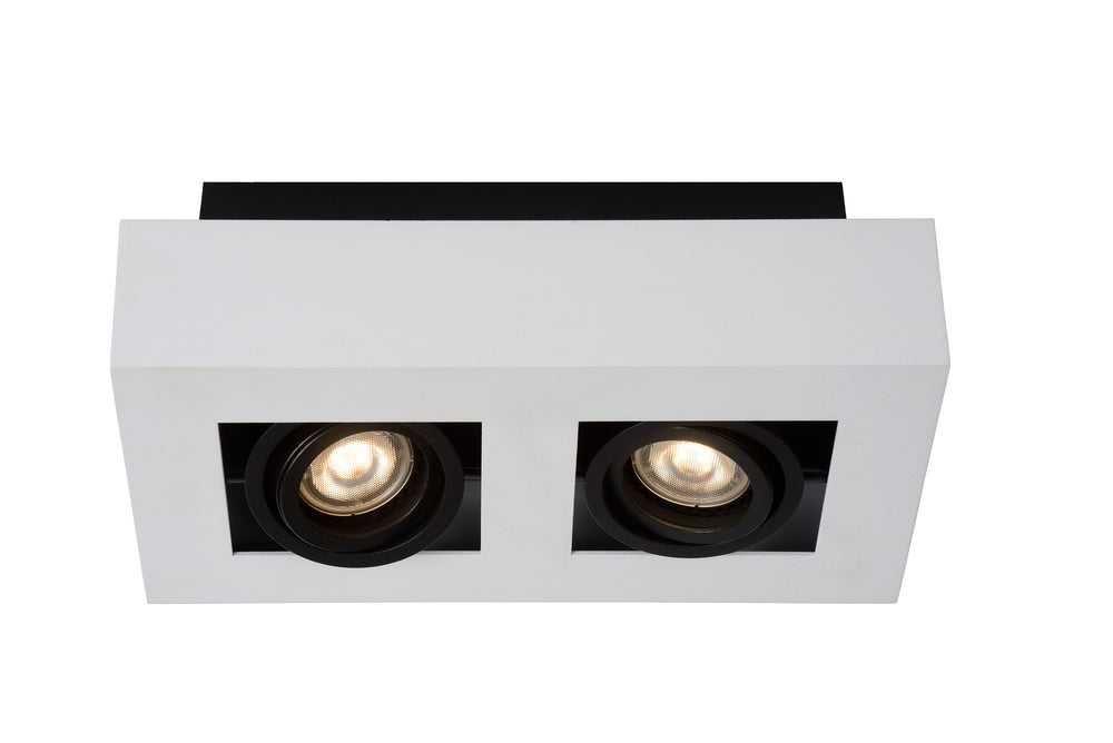 Foco de techo LED Lucide XIRAX, 2x5W GU10, regulable en temperatura de color 2200K-3000K, IP20, Aluminio blanco