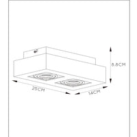 Foco de techo LED Lucide XIRAX, 2x5W GU10, regulable en temperatura de color 2200K-3000K, IP20, Aluminio blanco