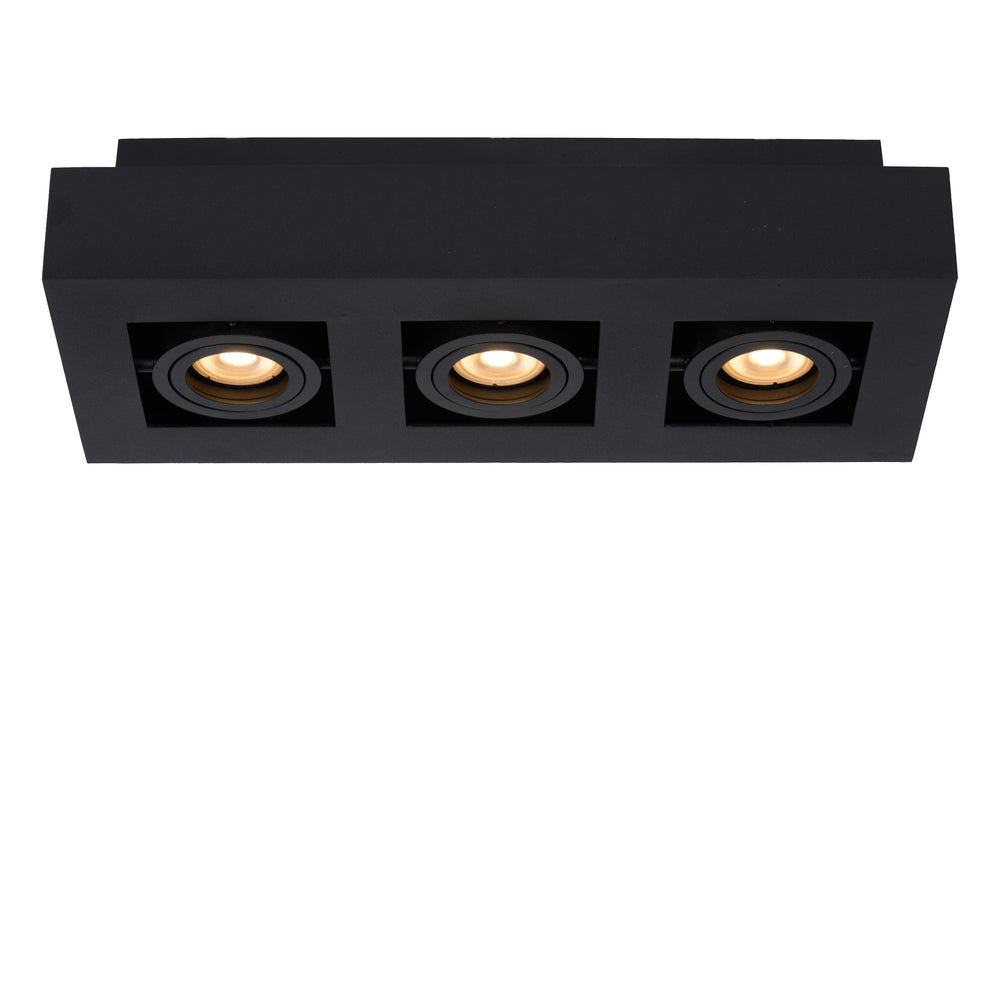 Spot LED de techo Lucide XIRAX, 3x5W GU10, dim to warm 2200K-3000K, IP20, aluminio Negro Arena