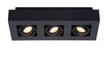 Spot LED de techo Lucide XIRAX, 3x5W GU10, dim to warm 2200K-3000K, IP20, aluminio Negro Arena