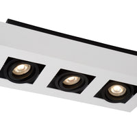 Lucide XIRAX LED ceiling spotlight, 3x5W GU10, dim to warm 2200K-3000K, IP20, White aluminium