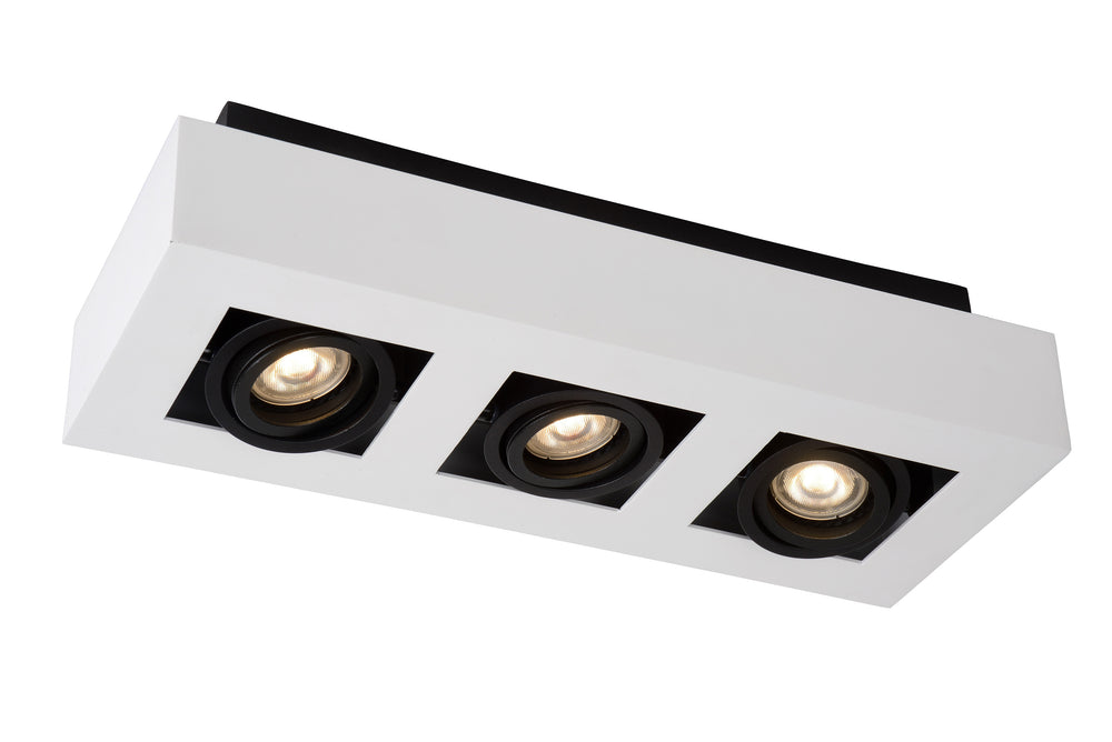 Lucide XIRAX foco LED de techo, 3x5W GU10, regulable de cálido 2200K-3000K, IP20, aluminio blanco