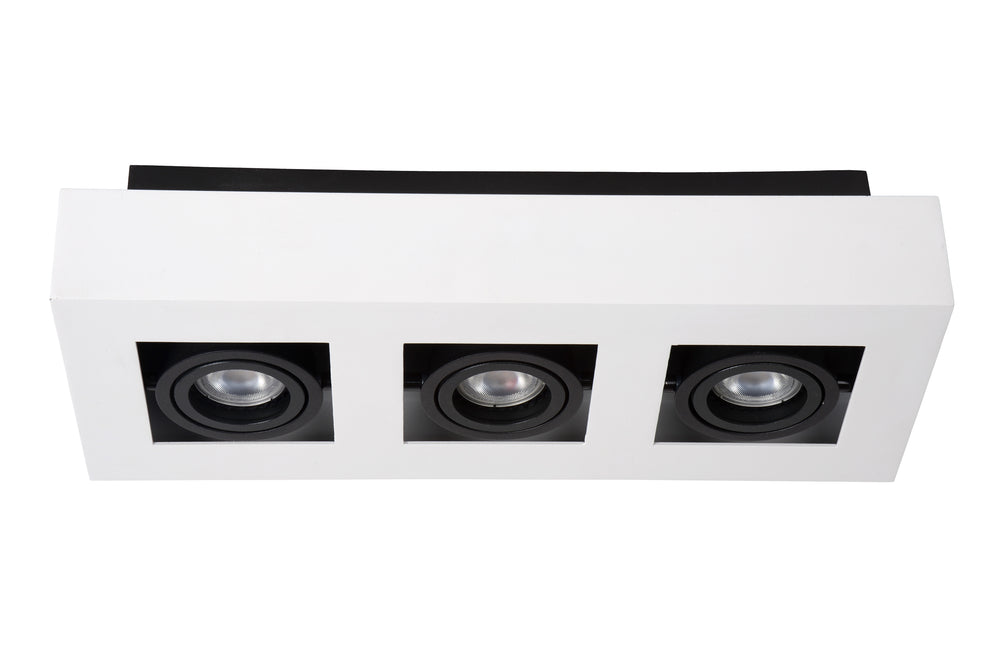 Lucide XIRAX foco LED de techo, 3x5W GU10, regulable de cálido 2200K-3000K, IP20, aluminio blanco