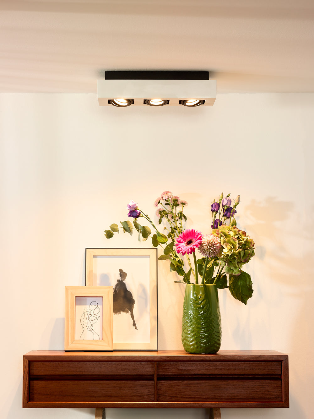 Lucide XIRAX foco LED de techo, 3x5W GU10, regulable de cálido 2200K-3000K, IP20, aluminio blanco