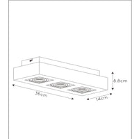 Lucide XIRAX LED ceiling spotlight, 3x5W GU10, dim to warm 2200K-3000K, IP20, White aluminium