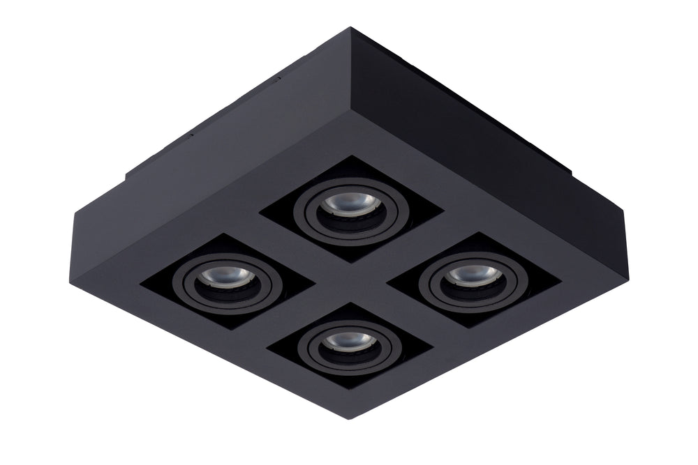 Lucide XIRAX foco de techo LED 4x5W GU10 regulable de cálido 2200K-3000K Aluminio negro cuadrado moderno IP20