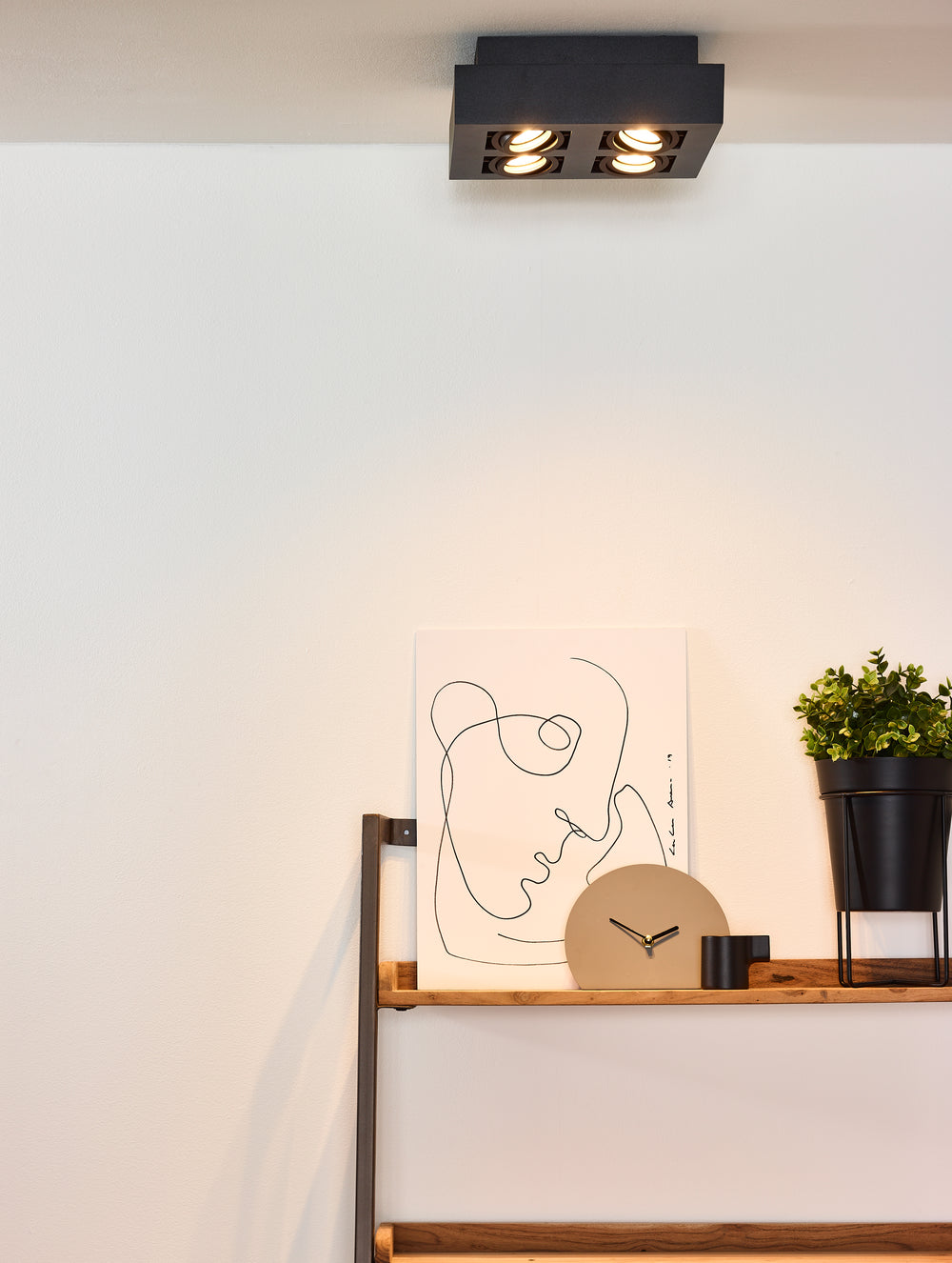 Lucide XIRAX foco de techo LED 4x5W GU10 regulable de cálido 2200K-3000K Aluminio negro cuadrado moderno IP20